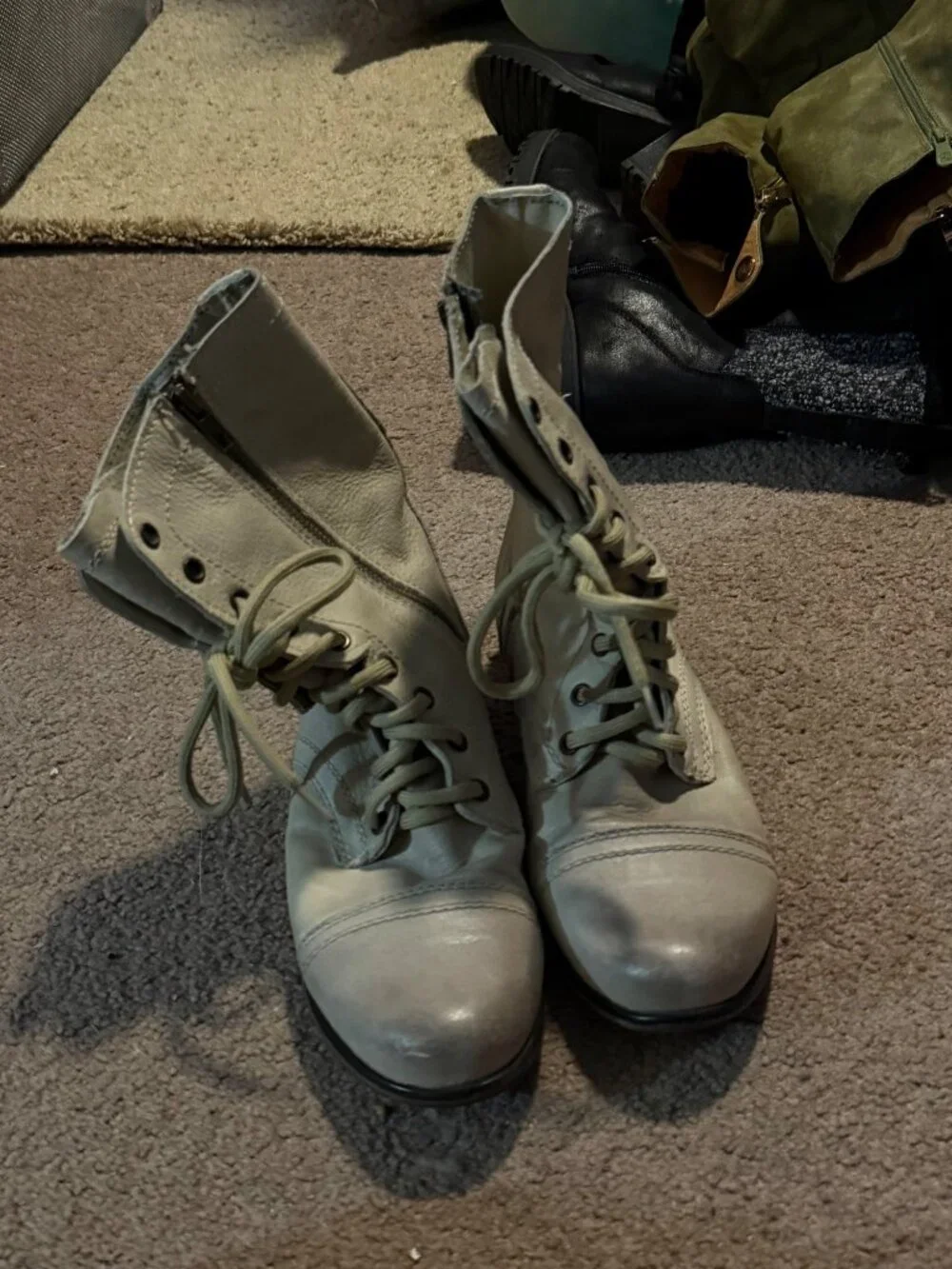 Taupe Lace‑Up Ankle Boots – Size 10